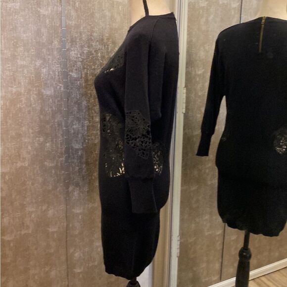 Stella McCartney Elegant Black Lace Detail sweater Dress, S - Picture 5 of 9